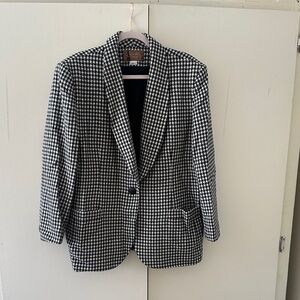 Saville Black and White Houndstooth Blazer